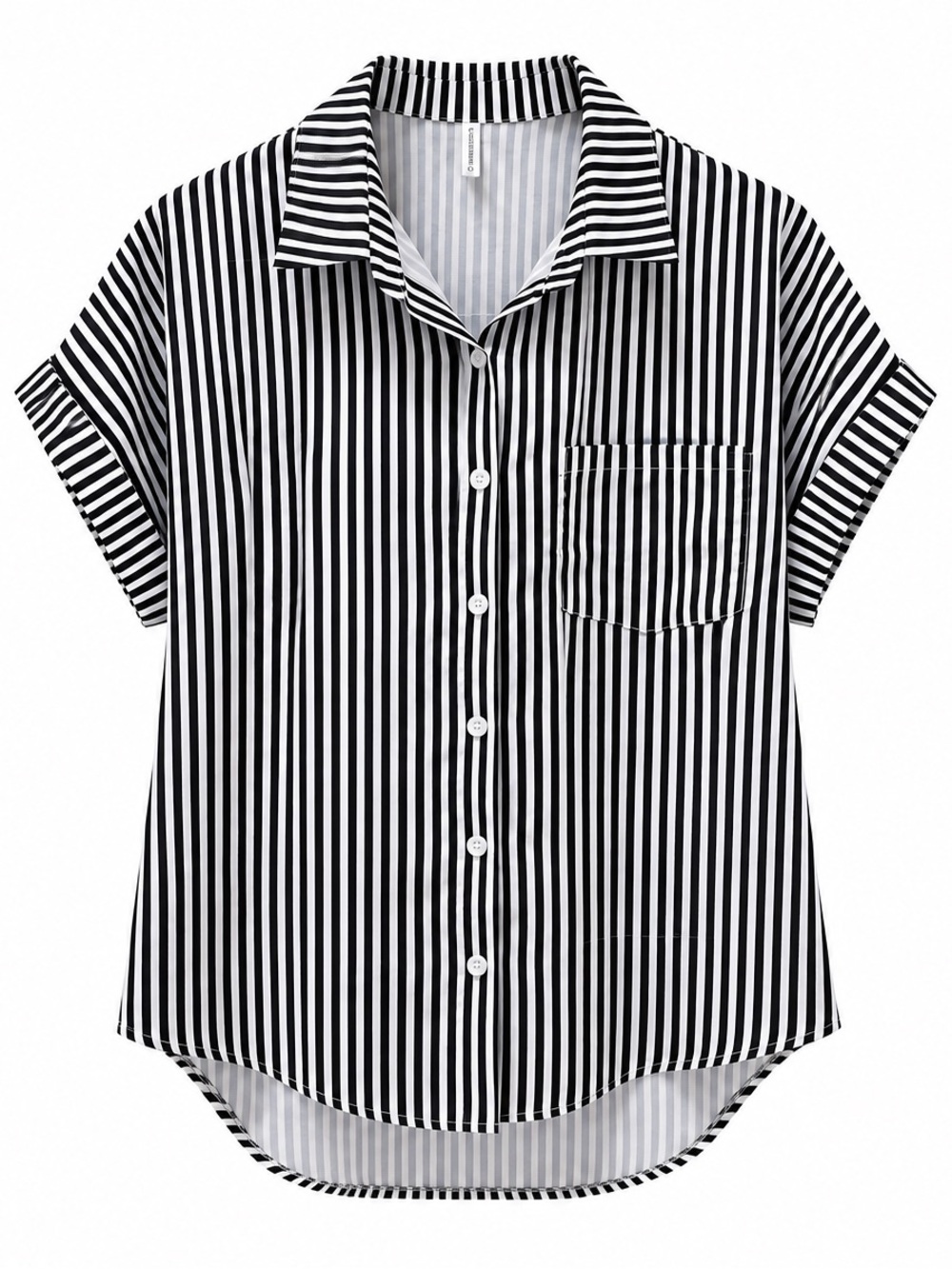 Black & White Striped Button Down Blouse 2XL NWOT Casual Collared Top